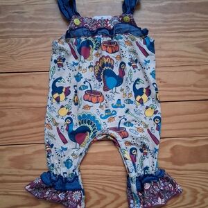 Colorful Turkey Print Kids Romper